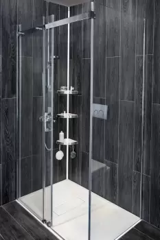 Image of Floor to Ceiling Corner Shelving Unit - White