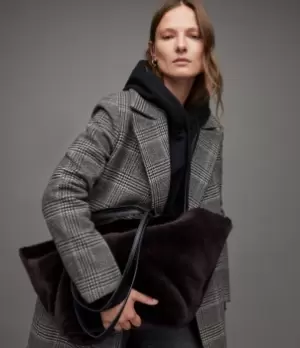 Image of AllSaints Womens Hannah Shearling Tote Bag, Red