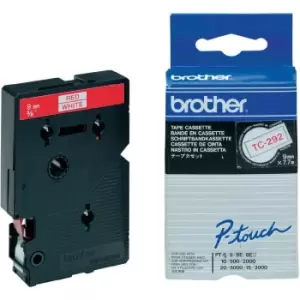Image of Brother TC-292 DirectLabel red on white 9mm x 7,7m for Brother...