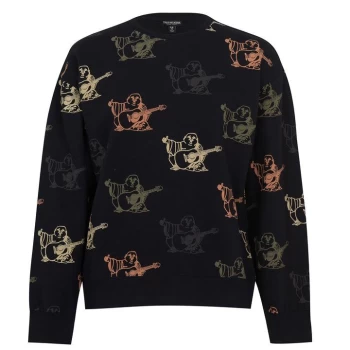 Image of True Religion All Over Print Buddha Sweatshirt - Black
