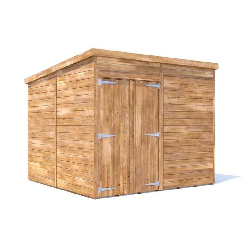 Image of Dunster House Wooden Bike Shed 2.4M X 2.4M ( 8'x8') 15mm Walls Pent Roof, Superfelt Overlord Modular