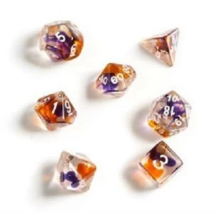 Image of Sirius Dice - Purple, Orange, Clear Polyhedral Dice Set