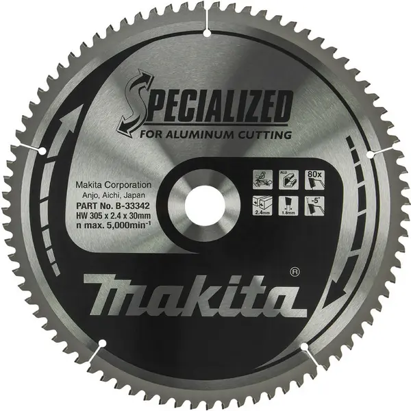 Image of Makita SPECIALIZED Circular Saw Blade for Aluminium Cutting 305mm 80T 30mm