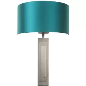 Image of Merano Olbia Wall Lamp Brushed Bronze Plate & Teal Satin Fabric