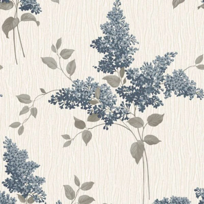 Image of Tiffany Fiore Textured Heavyweight Vinyl Wallpaper Navy Belgravia 41339