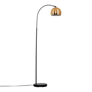 Image of Curva Floor Lamp in Black with Brushed Copper Shade