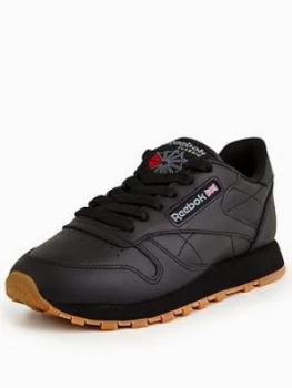 Image of Reebok Cl Leather, Black/Gum, Size 4, Women