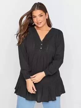 Image of Yours Clothing Dobby Tunic. Black, Size 18, Women