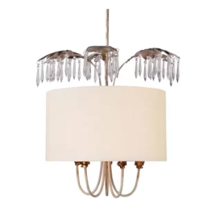 Image of Antoinette 5 Light Ceiling Pendant Cream, Gold, E14