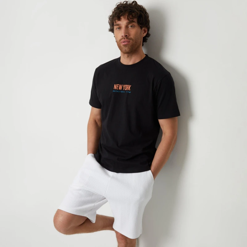 Image of Threadbare 'Jewel' Waffle Textured Sweat Shorts White