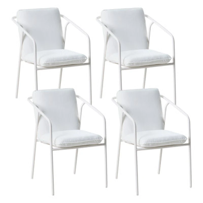 Image of Beliani Set Of 4 Garden Chairs With Cushions Asciano Metal White