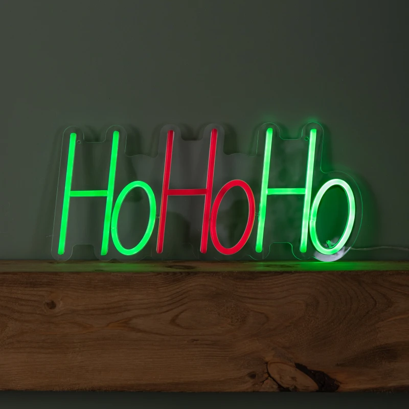 Image of 40cm x 18cm Light up Ho Ho Ho Christmas Neon Flex Hanging Sign