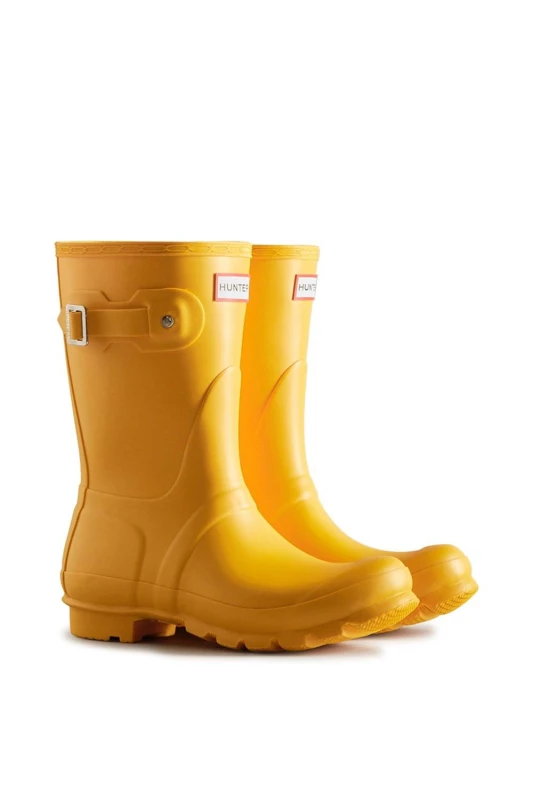 Image of Hunter Womens Original Short Wellington Boots in Yellow Size: 7 Yellow Female 7