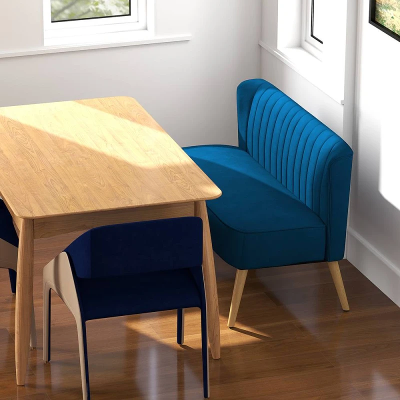 Image of HOMCOM Double Sofa Foam Padding High Back, Dark Blue Size: 2 Seater Dark Blue Unisex 2 Seater