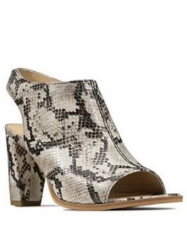 Image of Clarks Kaylin85 Sling Leather Peep Toe Sandal - Grey Snake