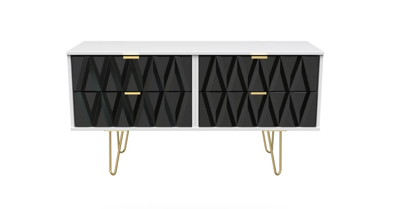 Image of Dallas 4 Drawer Bed Box In Deep Black & White (Ready Assembled)