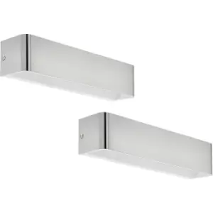 Image of 2 PACK Wall Light Satin Nickel Front Cover Oblong Box Structure LED 12W Inc