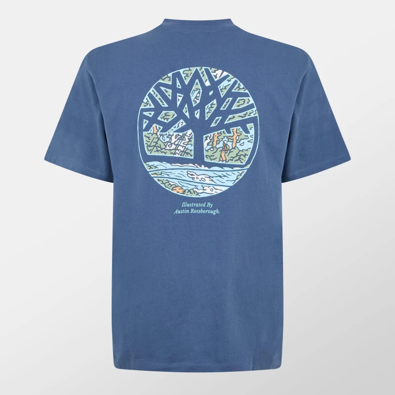 Image of Timberland Illustrated Tree Logo T-Shirt Dark Blue M