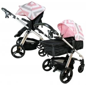 Image of My Babiie MB150 Pink Chevron Pushchair.
