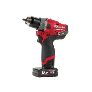 Image of Milwaukee Power Tools M12 FPD-602X FUEL Sub Compact Percussion Drill 12V 2 x 6.0Ah Li-ion