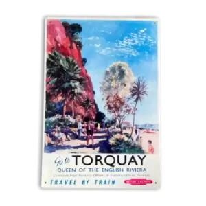 Image of British Railways Retro Advertising Torquay Queen Of The English Riviera Vintage Metal Sign