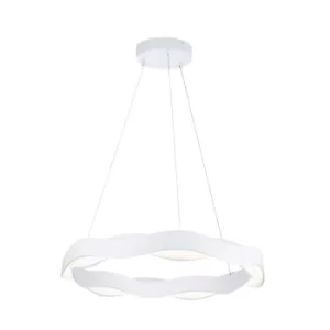 Image of Hello LED Round Circular Ceiling Pendant Matt White Phase Cut Dimming 100cm 3450lm 2700K