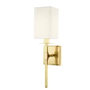 Image of Taunton 1 Light Wall Sconce Aged Brass with Off White Shade