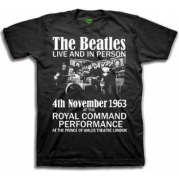 Image of The Beatles Live and in Person Boys Blk TS: Large
