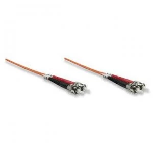 Image of Intellinet Fibre Optic Patch Cable Duplex Multimode ST/ST 50/125 m OM2 2m LSZH Orange Fiber Lifetime Warranty