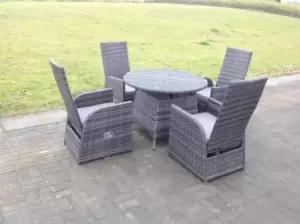Image of Fimous 4 Seater Outdoor Dark Grey Wicker Rattan Lounge Complete Sofa Set with Round Table