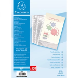 Image of Exacompta A4 Plastic Pocket 60 Microns Crystal Clear (100 Pack)