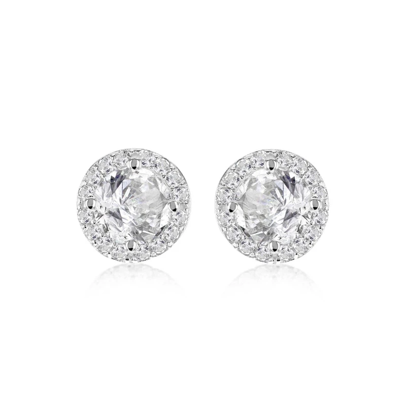Image of Be You Sterling Silver CZ Halo Studs Silver female One Size