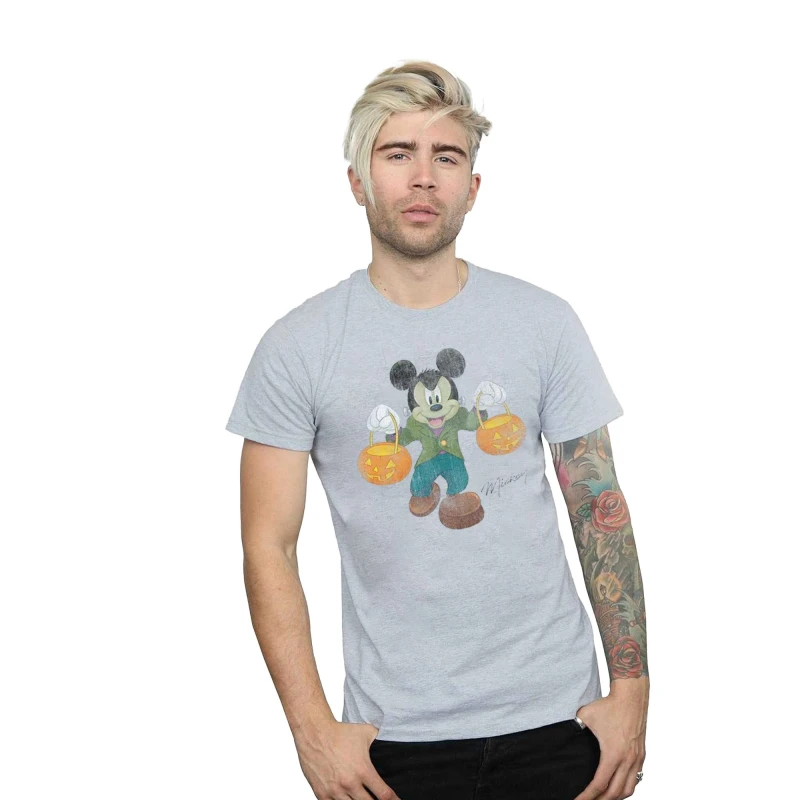 Image of Disney Men Frankenstein Mickey Mouse T-Shirt in Grey Size: Small Grey S Male 5057736143339