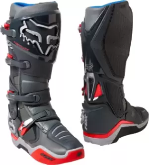 Image of FOX Instinct Motocross Boots, grey-red, Size 46, grey-red, Size 46