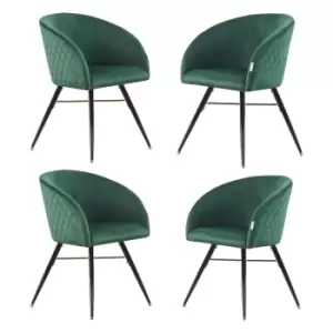 Image of Vittorio LUX Velvet Upholstered Dining Chairs Set of 4 - Green - Green