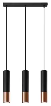 Image of Loopez Triple Hanging Pendant Light Black, Copper GU10