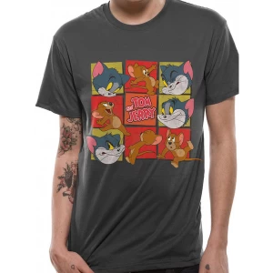 Image of Tom And Jerry - Squares Mens Medium T-Shirt - Grey