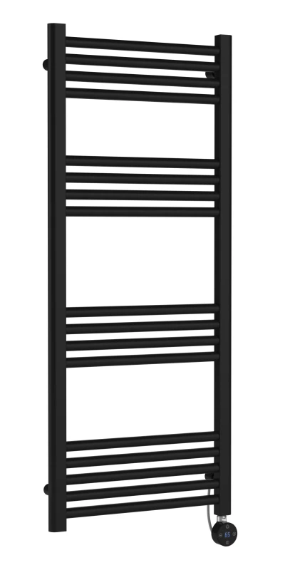 Image of Balterley Electric Round Towel Rail 1200x500 - Matt Black Unisex