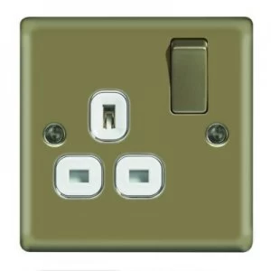 Image of Wickes 13A Raised Plate Single Switched Socket - Pearl Nickel