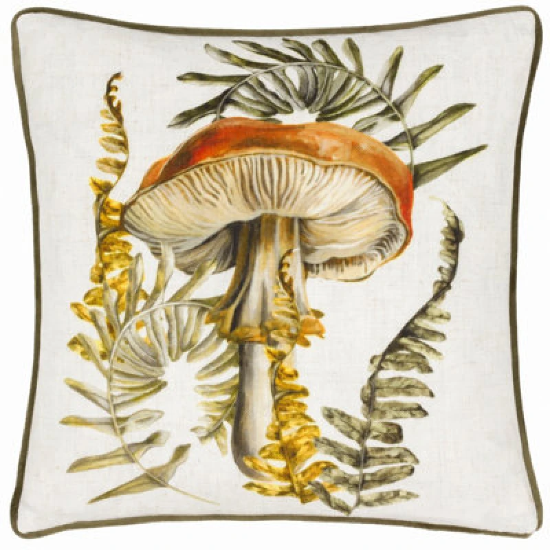 Image of Wylder Nature Kielder Forest Hatfield Mushroom Piped Polyester Filled Cushion in Natural Size: 43cm x 43cm Natural Unisex 43cm x 43 cm