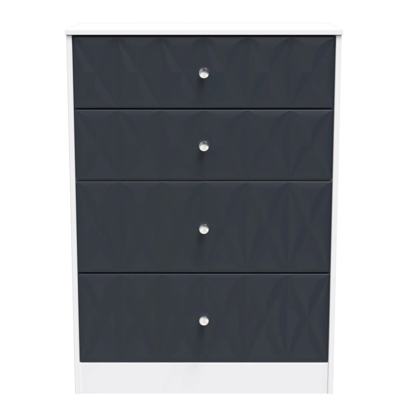 Image of Genoa Ready Assembled Matt Indigo & White 4 Drawer Deep Chest (H)1063mm (W)766mm (D)395mm