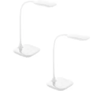 Image of 2 PACK Table Desk Lamp Colour White Touch On/Off Dimming Bulb LED 3.4W Included