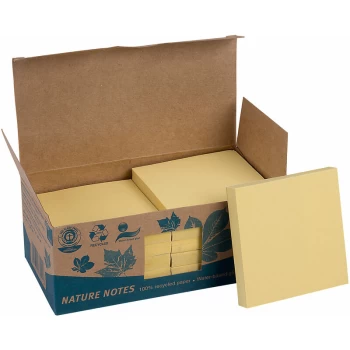 Image of Pack 12 Recycled Repos. Note Pads Yellow 75mm² 100 Sheet - Recreate