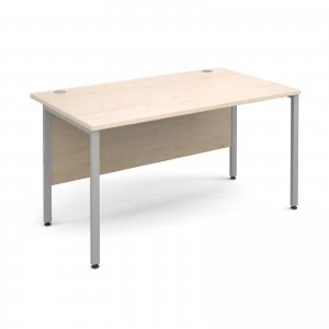 Image of Maestro 25 SL Straight Desk 1400mm x 800mm - Silver H Frame Maple top