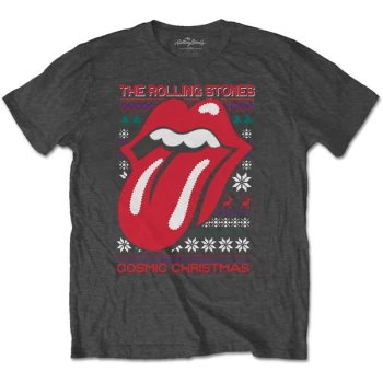 Image of The Rolling Stones - Cosmic Christmas Unisex Medium T-Shirt - Grey