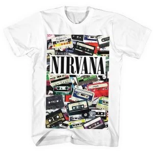 Image of Nirvana - Cassettes Unisex Medium T-Shirt - White