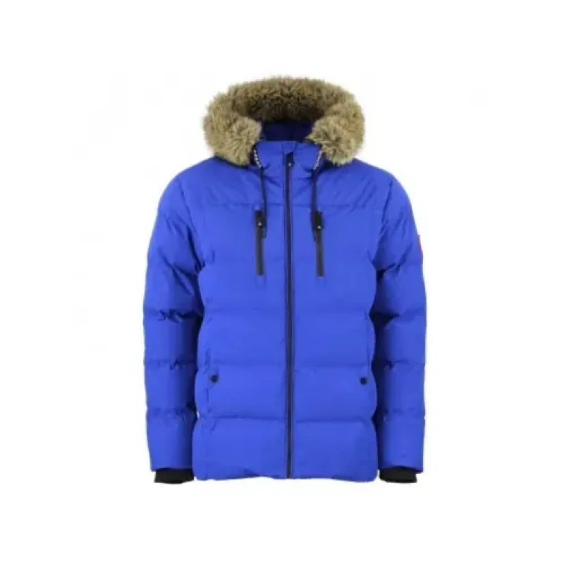 Image of Peak Mountain Peak Mountain's Canory Waterproof Fur-Lined Hood Puffer Bleu Male L CANORY/QI/BLEU