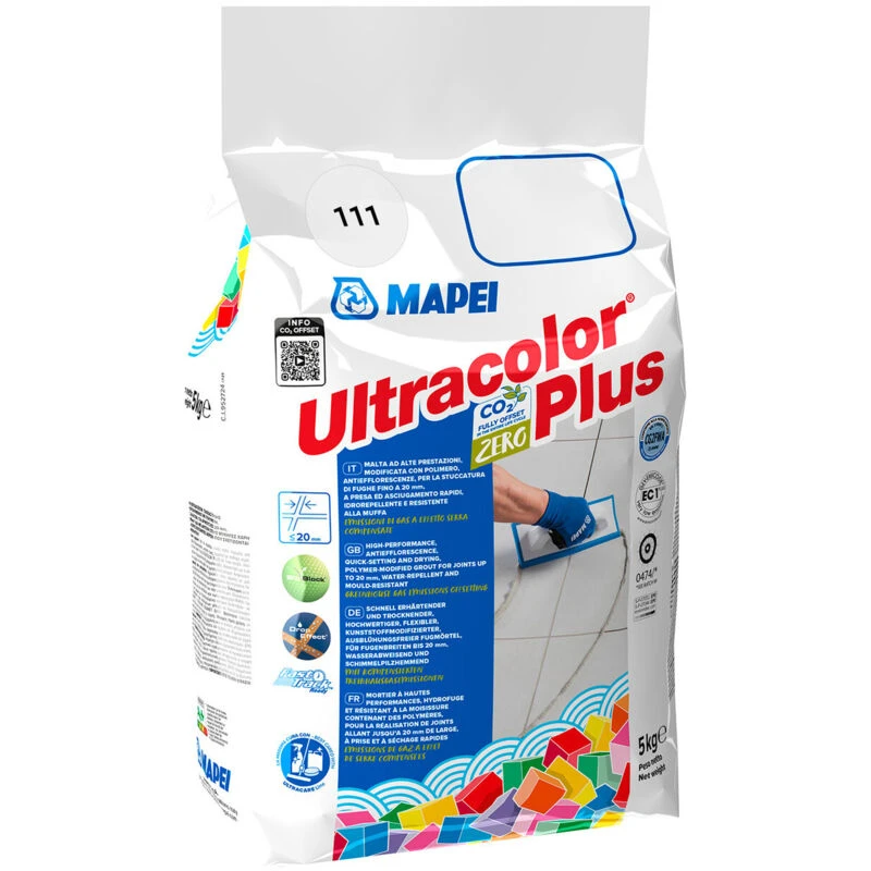 Image of MAPEI Mapei Ultracolor Plus 111 Silver Grey 5kg Flexible Wall and Floor Tile Grout 6011105A