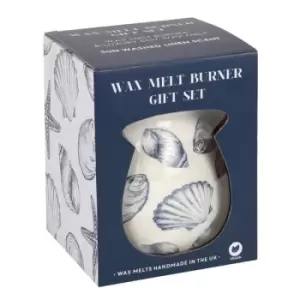 Image of Seashell Ceramic Wax Burner Gift Set Linen