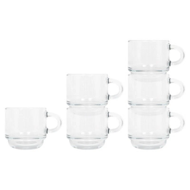 Image of LAV Cozy Stacking Glass Espresso Cups - 90ml - Pack of 6 Clear unisex